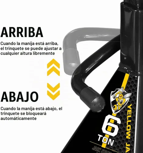 Vista 7 de YELLOW JACKET - Soportes de gato de 6 toneladas con doble bloqueo para levantar coches y SUV, acero de alta resistencia, capacidad de 13000 lb, 1
