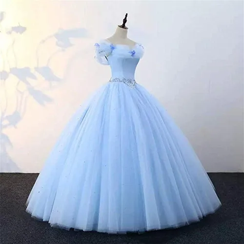 Vista 6 de Datangep - Vestido largo de quinceañera con tiras plisadas para mujer