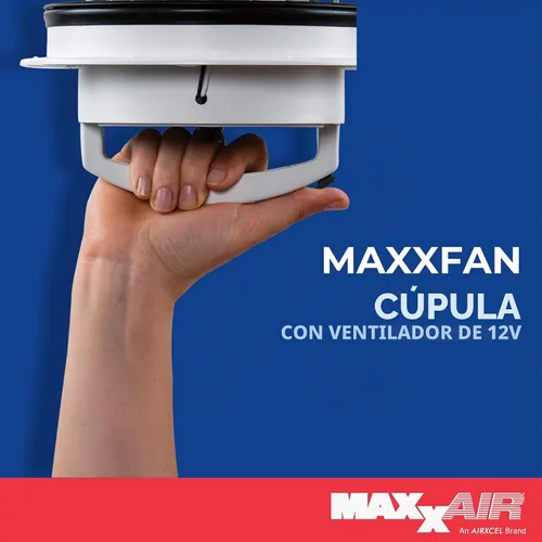 Vista 2 de MAXXAIR Maxxfan Dome Ventilador de ventilación redondo de 12 V de 6 pulgadas, solución compacta para ventilación de techo o pared lateral, solo Negro