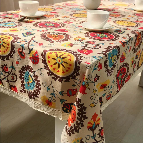 Vista 17 de LeLehome Elome - Mantel cuadrado de estilo bohemio vintage de 36 pulgadas, con encaje de lino y algodón, lavable, para cena y pícnic, cubierta
