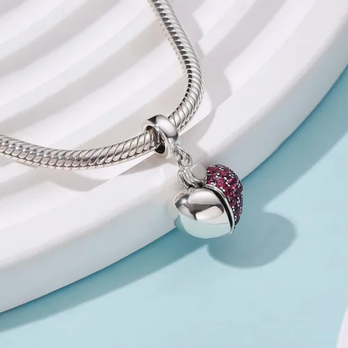 Vista 4 de SOUKISS Abalorios colgantes de plata de ley 925 con diseño de corazón de amor para Pandora, pulsera y collar