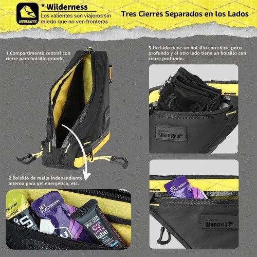 Vista 5 de Rhinowalk Bolsa de Marco Frontal de Bicicleta Bolsa Bajo Tubo Superior Triangular Accesorios de Ciclismo de 1.7L de Nylon Ligero para Bicicleta