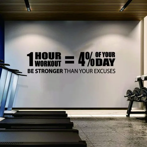 Vista 4 de Calcomanía de pared de entrenamiento motivacional extraíble, 9 x 35 pulgadas, calcomanía de PVC para gimnasio en el hogar, sala de fitness, estudio