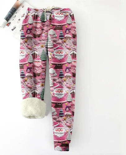 Vista 2 de YAFINMO Pantalones deportivos cálidos de invierno para mujer, holgados, gruesos, cálidos, con forro de sherpa, talla grande, pantalones térmicos