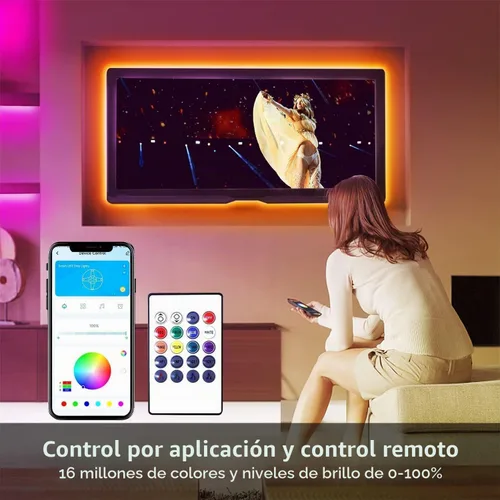 Vista 3 de DAYBETTER Luces LED inteligentes WiFi, tira de luces LED RGB de 25 pies compatibles con Alexa y Google Assistant, control remoto por voz