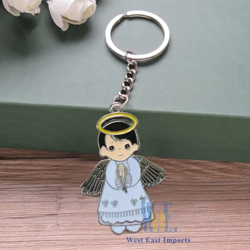 Vista 4 de Regalo personalizado de primera comunión (12 piezas) - Llavero de metal blanco Boyl Metal personalizado Recuredos De Bautizo Bautizo Regalo