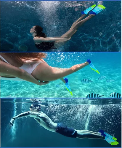 Vista 6 de Aletas de natación para niños, aletas cortas para jóvenes, aletas de entrenamiento de natación para natación de regazo, para niños y niñas Arco