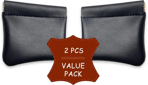 Vista 2 de VOFOON Actualización Mini monedero de cuero para apretar, pequeña bolsa de joyería de cuero, bolsa de viaje de cuero para hombresmujeres, paquete