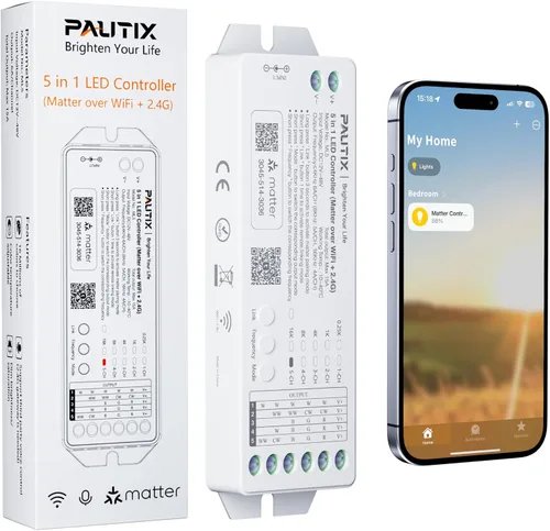Vista 10 de PAUTIX Matter Kit de controlador LED WiFi ML5 compatible con Tuya APP/Homekit/Smart Life/Alexa/Google Home/Siri, DC12-48V regulable con control