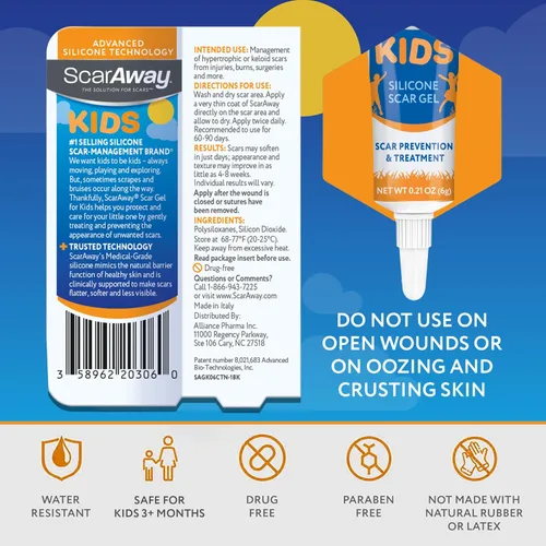 Vista 7 de Gel de Cicatrización de Silicona para Niños ScarAway, 100% de Grado Médico, Ayuda a Mejorar el Tamaño, Color y Textura de Cicatrizes Hipertrofias