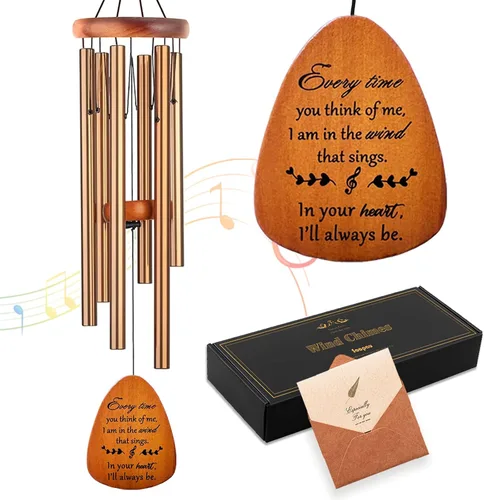Vista 11 de Soopau Campanillas de viento para exteriores, de madera de 30 pulgadas, campanillas de viento conmemorativas para la pérdida de un ser querido