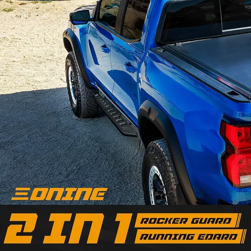 Vista 3 de ONINE - Estribos tubulares de 17.8 cm texturizados en negro, a medida para Dodge Ram 1500 de nueva carrocería 2019-2026, cabina doble, paso lateral