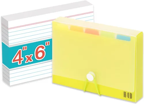 Vista 17 de Estuche de tarjetas de índice H4D de 3x5 con 100 tarjetas de índice pesadas rayadas y separadores, negro