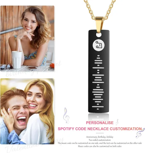 Vista 4 de ALBERTBAND Regalos de Navidad, collar de Spotify personalizado con música personalizada para mujer, collar de código de Spotify personalizado