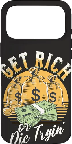 Vista 22 de Funda de dinero millonario para iPhone 12/12 Pro Get Rich or Die Trying Cash Hustle