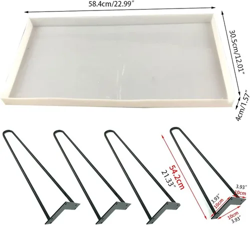 Vista 3 de appuivbt Molde de resina rectangular grande, molde de mesa de río epoxi para hacer mesa de río café, arte de resina, decoración del hogar