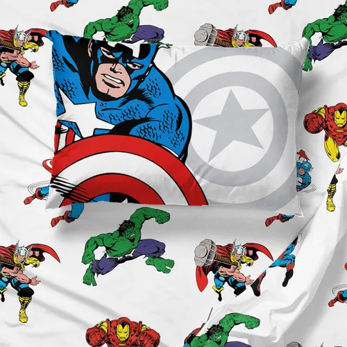 Vista 5 de Jay Franco Marvel Avengers Comic Cool - Paquete de ropa de cama individual de 8 piezas, incluye juego de cama, juego de sábanas