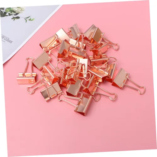 Vista 4 de Tofficu Clip para carpeta, 24 unidades, clips de archivo, clips de carpeta de papel, clips de carpeta de oficina, clip de carpeta Elliot de oro rosa