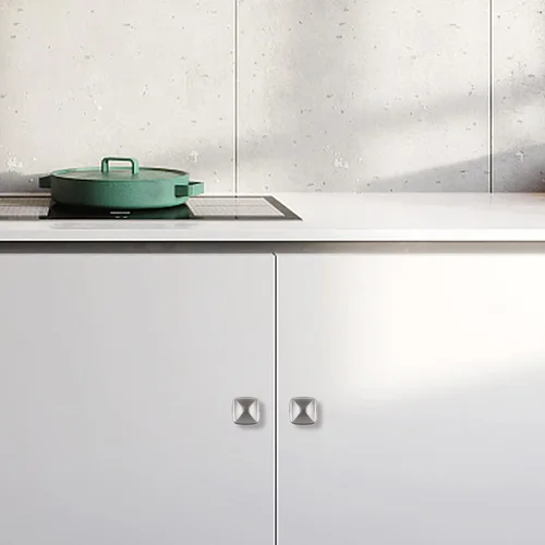 Vista 7 de homdiy Paquete de 5 pomos de gabinete de cocina de níquel cepillado para cajones, herrajes cuadrados sólidos plateados para gabinetes de tocador