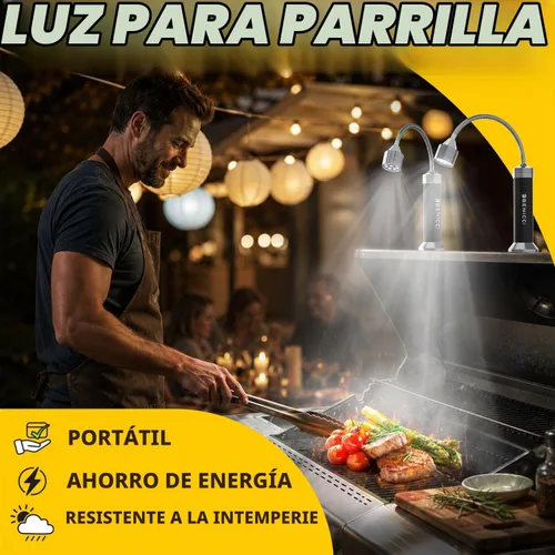 Vista 2 de Juego de 2 luces LED flexibles para parrilla, la luz perfecta para accesorios de parrilla con base magnética de 360 grados y cuello de cisne