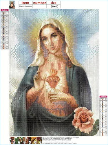 Vista 3 de Kit de pintura de diamantes 5D por números, serie religiosa, taladro completo, pinturas de diamantes cristianos, manualidades, pinturas de gemas