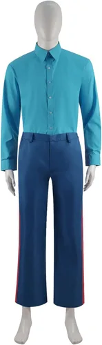 Vista 3 de Cobra Commander - Disfraz de uniforme azul para adultos, chaqueta con cinturón para Halloween y cosplay
