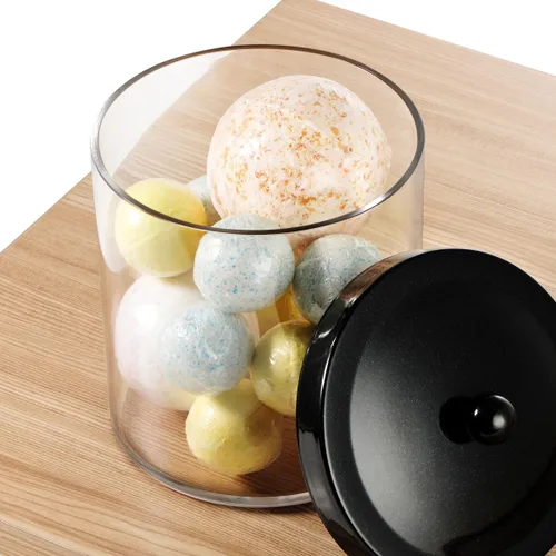 Vista 6 de SheeChung Tarro de Boticario Premium - Recipiente Contenedor Grande de Plástico Transparente de 50 Oz. con Tapa de Acero Inoxidable a Prueba