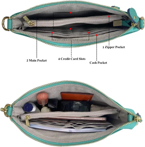 Vista 5 de Beurlike Cartera de cuero para mujer, bolso cruzado pequeño para teléfono