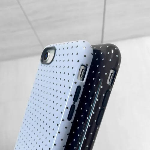 Vista 6 de Compatible con iPhone SE/8/7 Funda Linda para Celular, Diseño de Patrón Estético de Puntos, Funda Protectora Antiarañazos de 2 Capas Híbridas a Azul