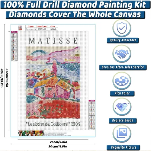 Vista 2 de KICHANG Kits de Arte de Diamantes para Adultos, Kits de Pintura de Diamantes para Adultos Principiantes, Kits de Pintura de Diamantes 5D Arte