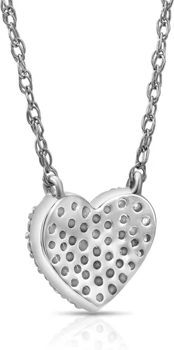 Vista 3 de Collar con colgante de corazón de plata de ley con diamantes (110-14 cttw, color I-J, claridad I2-I3), 18 pulgadas