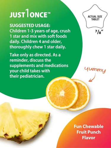 Vista 5 de Rainbow Light Kids One + Multivitamínico 90 tabletas Para mayores de 1 años Apto para el abdomen con probióticos Sabor a ponche de frutas