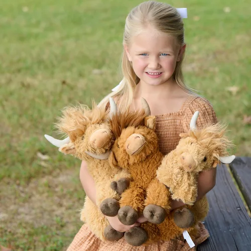 Vista 3 de The Petting Zoo Highland Cow - Peluche de vaca de peluche, regalos para niños, animales salvajes de la vida silvestre, juguete de peluche de vaca