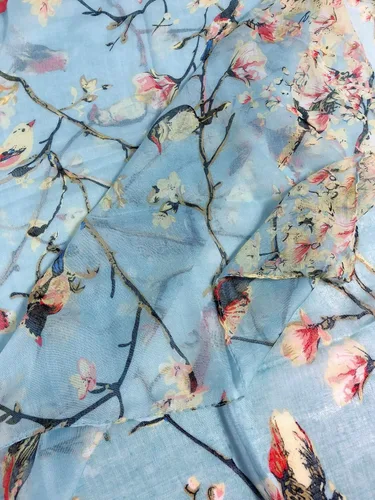 Vista 7 de GERINLY - Bufanda ligera rectangular con estampado de pájaros de primavera
