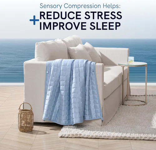 Vista 2 de YnM Manta Refrescante con Peso para Adultos, Edredón de Cama Pesado de 12 libras con Tela 100% PE, Ideal para Personas que Duermen con Calor o Días