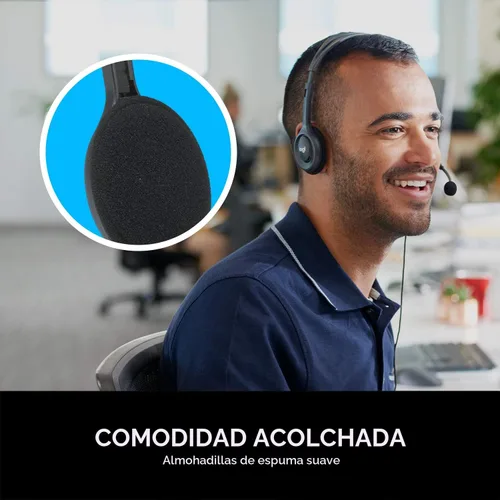 Vista 3 de Logitech - Audífonos estéreo H111. Auriculares con cable, conector de audio de 0.138 in, compatible con PC, Mac, laptop, teléfono inteligente