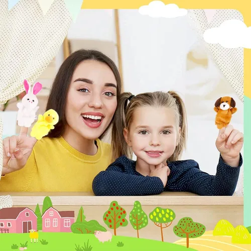 Vista 3 de Juego de 10 Marionetas de Dedo - Juguetes de Marionetas de Dedo de Animales de Felpa Suave para Niños, Surtido de Mini Figuras de Peluche para Niños