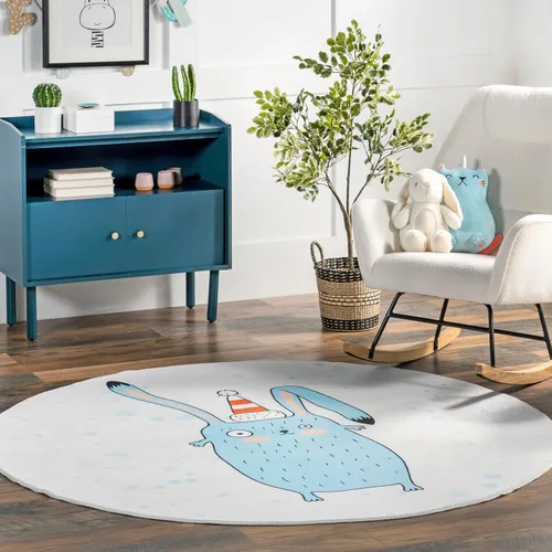 Vista 19 de nuLOOM Aloisia Bunny - Alfombra lavable a máquina, 4 x 6, azul