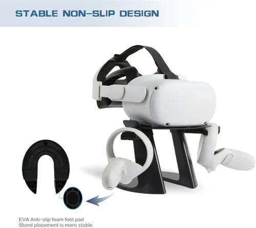 Vista 5 de Soporte de realidad virtual, duradero y estable, compatible con auriculares Oculus Quest, Quest 2 o Rift S y controladores táctiles (negro)