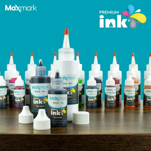Vista 6 de MaxMark Premium - Tinta de recarga con punta de control en botella para sellos autoentintados, color negro - 1 onza