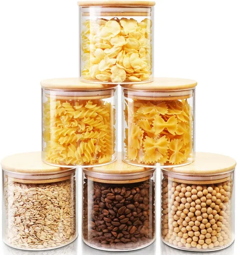 Vista 9 de HomArtist Juego de 4 recipientes grandes de vidrio para harina y azúcar, 180oz x2 & 93oz x2, recipientes de vidrio para almacenamiento de alimentos