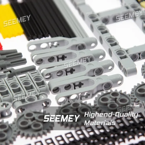 Vista 3 de SEEMEY 855 piezas MOC de repuesto STEM, engranajes de automóviles, ejes de ruedas, conectores de bloques de construcción, accesorios de piezas