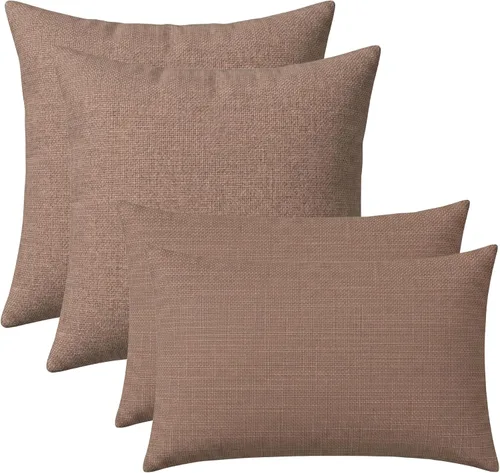 Vista 25 de RSH DECOR: Sunbrella Juego de 4 almohadas lumbares y cuadradas 20 x 12 pulgadas y 17 x 17 pulgadas Tela resistente al agua y a la decoloración