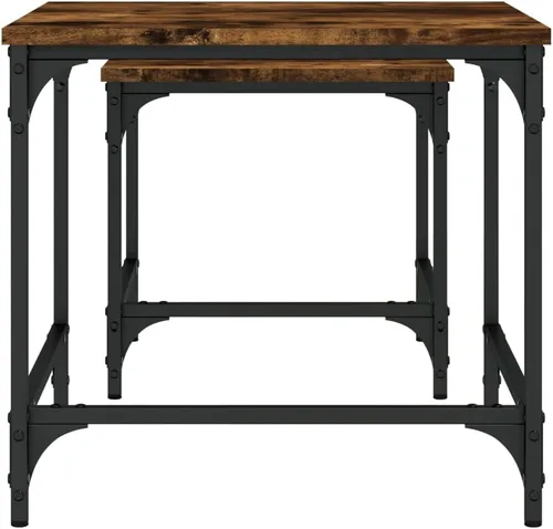 Vista 6 de mesas de Centro para sala Dining Table setNesting Coffee Tables 2 pcs Smoked Oak Engineered WoodSuitable for bedrooms, Living Rooms, and Dining Rooms