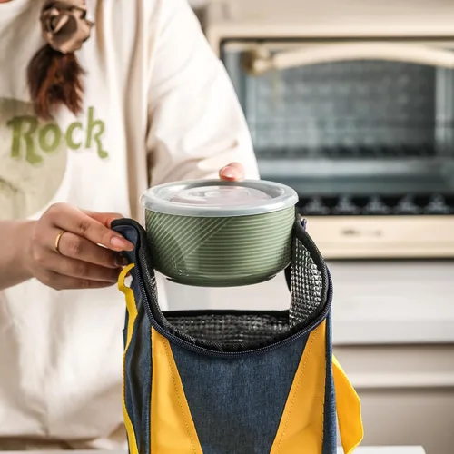 Vista 5 de Cuencos de cerámica con tapas: recipientes de almacenamiento de alimentos aptos para microondas de 20 onzas para sopa, ensalada, cereales, sobras