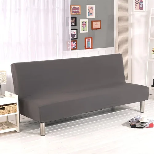 Vista 7 de Funda elástica para futón sin brazos, funda plegable para sofá cama con parte inferior elástica, lavable a máquina (negro)
