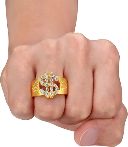 Vista 2 de Juego de 5 piezas de disfraz de hip hop, sombrero de pescador, lentes de sol, letrero de dólar