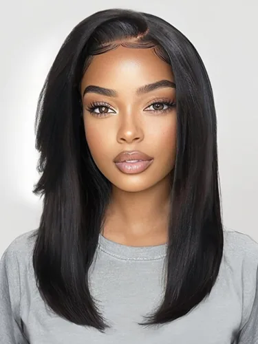 Vista 25 de UNICE Yaki - Pelucas de cabello humano lacio con encaje frontal 13x4, con cordón, Pre-Todo, sin pegamento, peluca de cabello humano frontal
