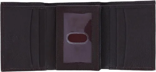 Vista 4 de CTM Billetera triple de cuero para hombre, Marrón, Trifold