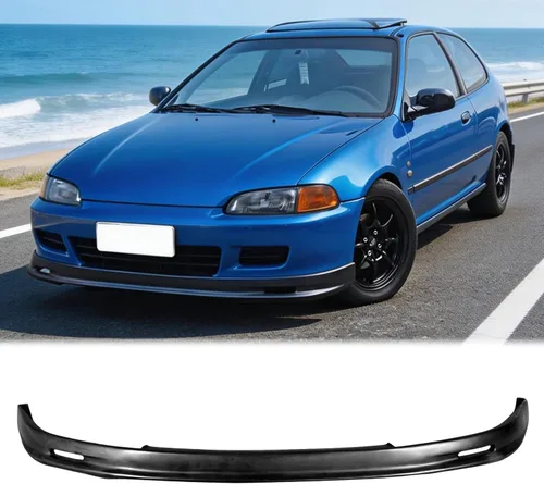 Vista 2 de FREEMOTOR802 Mugen Style Front Lip Compatible con Honda Civic Coupe Hatch 1992-1995 Alerón negro sin pintar, PP, parachoques delantero, divisor